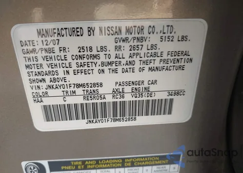 2008 Infiniti M35X z USA, uszkodzony, nr VIN JNKAY01F78M652858